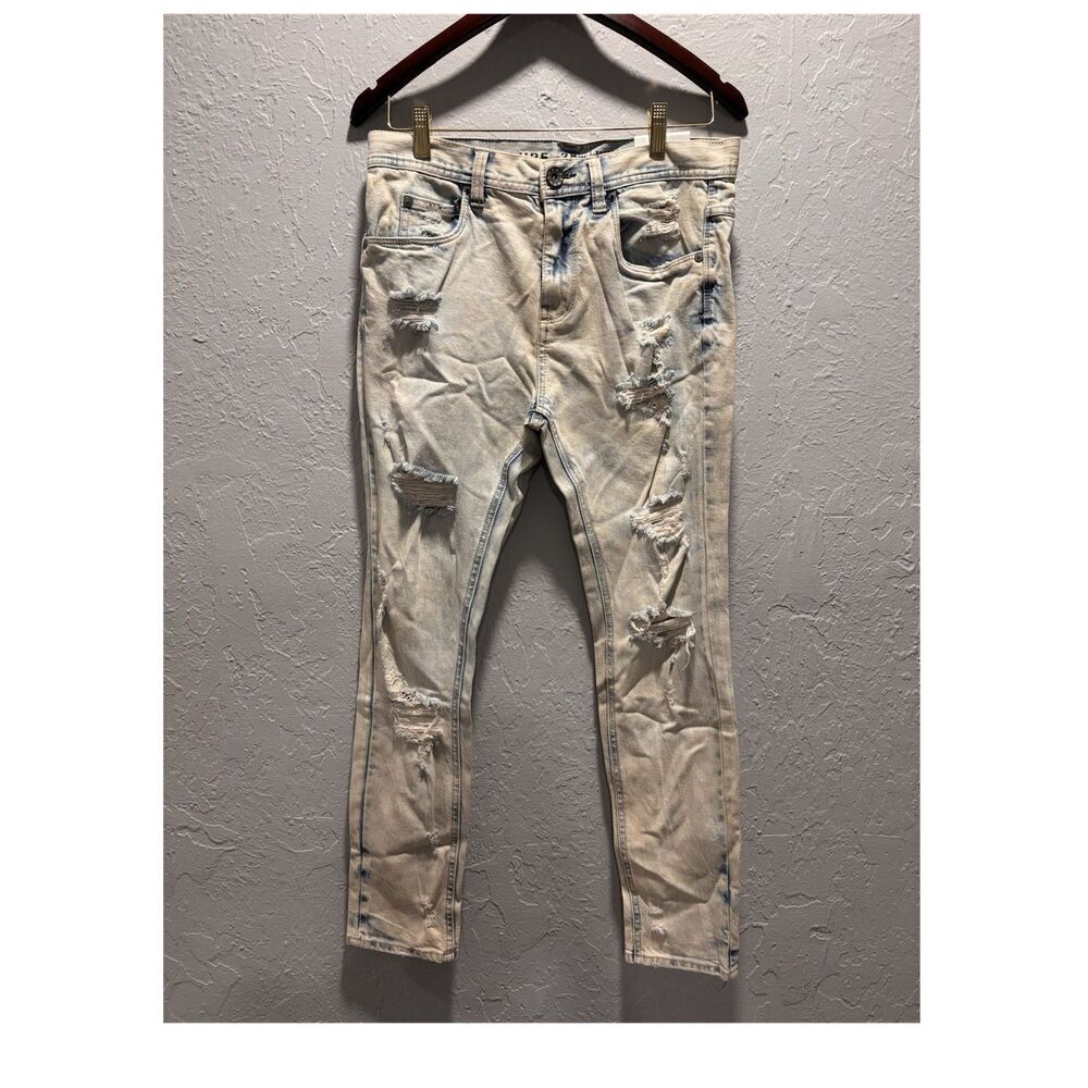 Zumiez Ninth Hall Tapered Skinny Distressed Light Blue Jeans Men New w/ Tags